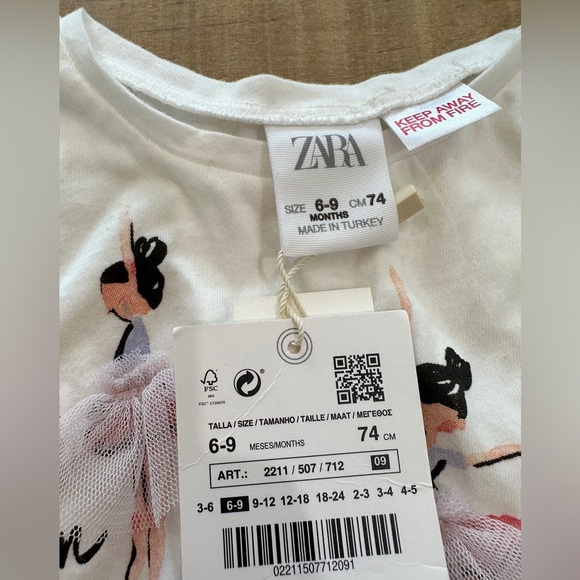 Zara kids baby girls ballerina French long sleeve shirt new with tags - Picture 7 of 9